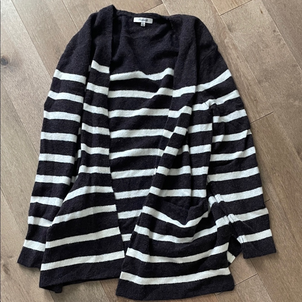 Madewell Open Cardigan - Dark Brown & Cream Wool/Alpaca Blend NWOT
